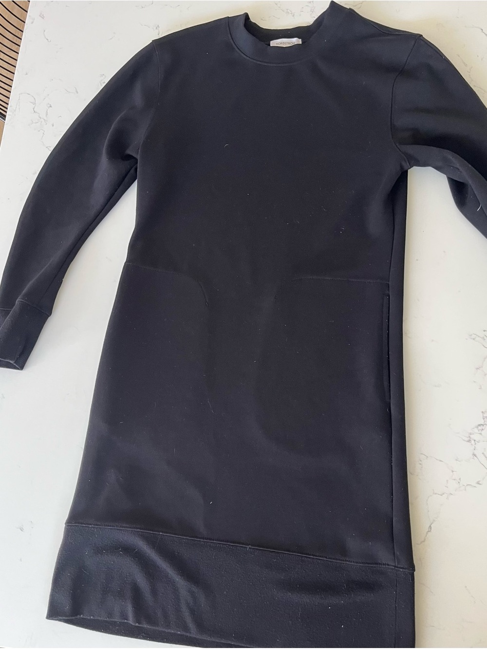 Nordstrom Black Long-Sleeve Crewneck Sweater Dress